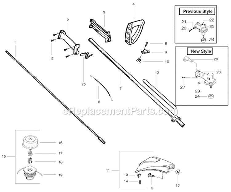 Page D Diagram and Parts List for XT600 Type 2 Weed Eater Trimmer